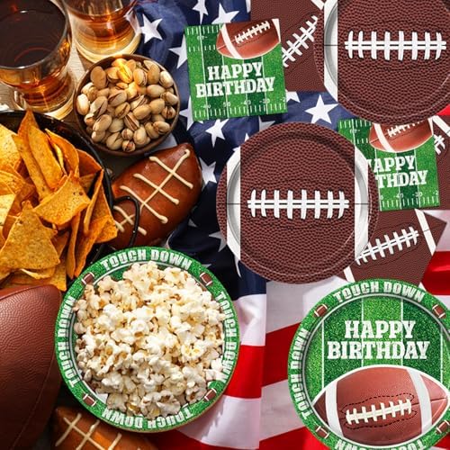 Football Birthday Party Decorations, Football Party Supplies Includes Plates, Napkins, Cups, Banner, Balloons, Tablecloth for Football Birthday Party Football Game Day, Serve 20 - Image 4