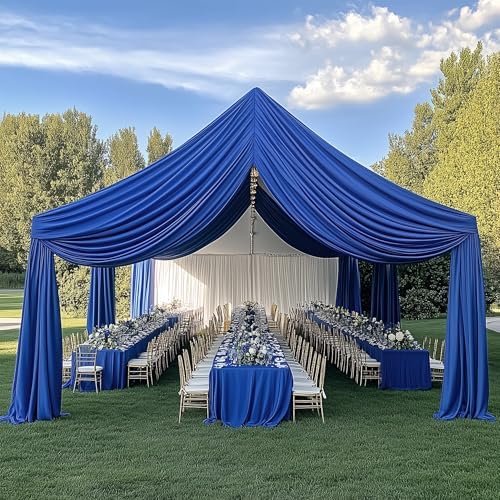 2 Panels 5ft(W) x 20ft(L) Royal Blue Ceiling Drapes for Wedding Parties by PartyVillage