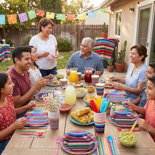 450 Pcs Mexico Fiesta Tableware Set, Serve 50, Multicolor - Image 5