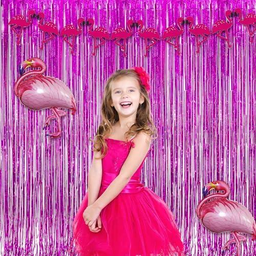 Magenta Tinsel Curtain Party Backdrop 3.2ft X 8.2ft 2 PCS - Image 3