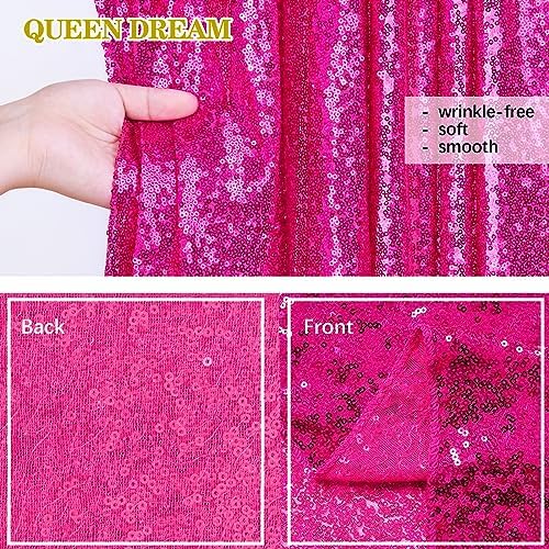 Hot Pink Sequin Backdrop 2 Panels 2FTx8FT Photo Backdrop Curtains Glitter - Image 4