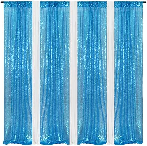 Poise3EHome Turquoise Sequin Backdrop Curtains,4 Panels 2FTx8FT Glitter Background for Party Birthday Party Baby Shower Wedding Christmas Thanksgiving Halloween Holiday Festival Decor - Image 6