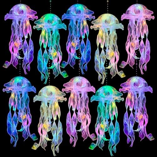Jellyfish Decor - 10 PCS Light up Jellyfish Lanterns, Ocean Decor by MEIWUTIE