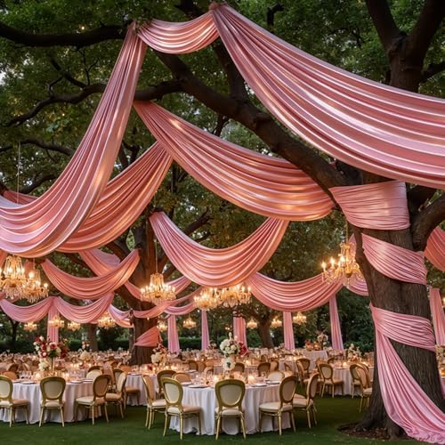 20ftx40ft Rose Gold Ceiling Curtain for Wedding Parties by PartyVillage