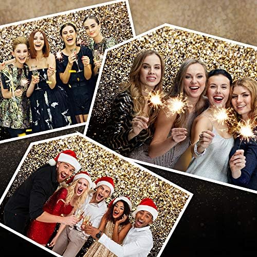 Black and Gold Backdrop Gold Spots Backdrop Vinyl Photography Backdrop Vintage Background for Family Birthday Party Newborn Studio Props 11547(8x8FT) - Image 2