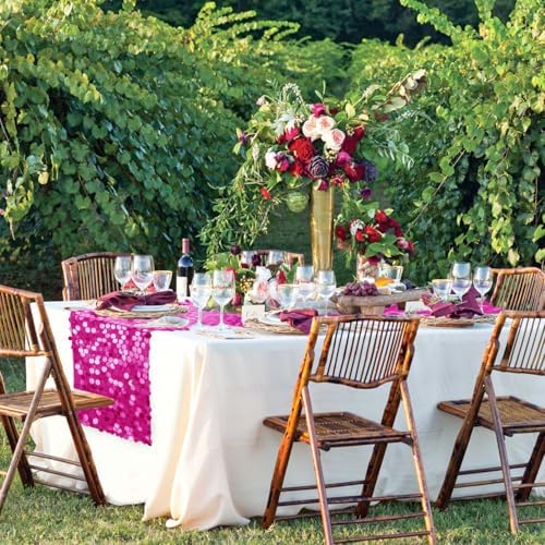 VHH Sequin Table Runner 12 x 108 inches Fuchsia Table Runner, Glitter Runner for Party Wedding Birthday, Party Spring Easter Rustic, Birthday Supplies Decorations (3 Pack). - Image 6