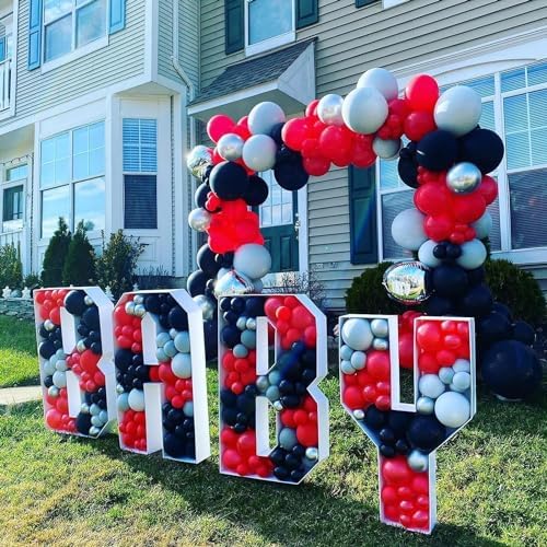 Red Black and White Balloon Arch Kit, ADOINBY 140Pcs Red and Black White Silver Garland kit, 18 12 10 5 Inch Different Size Balloons for Birthday Party Anniversary Racing Car New Year Prom Decorations - Image 7
