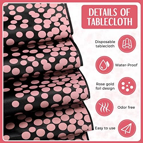 Breling 24 Pack Black and Rose Gold Tablecloths and Satin Table Runner Set - Image 4