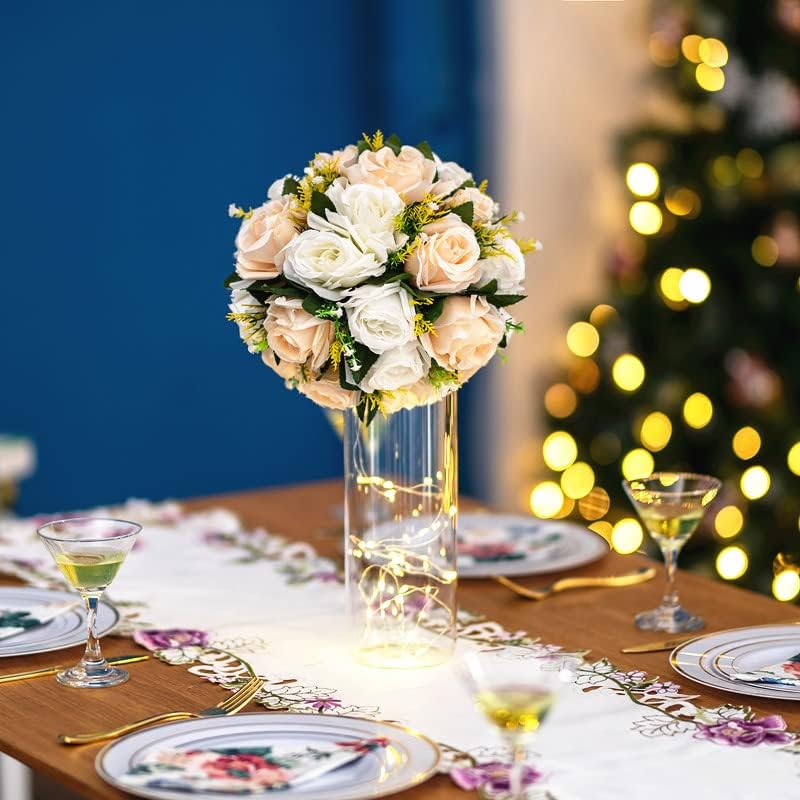 Flower Balls Wedding Rose Centerpieces: 10pcs Fake Flowers Decor for Table - Image 3