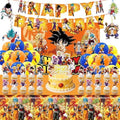 43PCS Dragon Ball Birthday Party Supplies: Banner, Cake Topper, Tablecloth, Backdrop, Cupcake Toppers, Balloons, Aluminum Balloons by KROCEUS