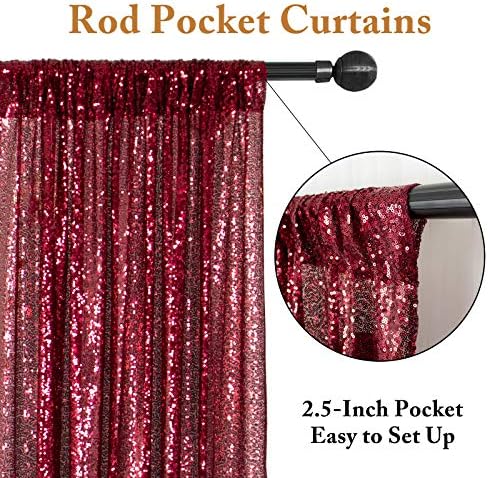 ShinyBeauty Burgundy Backdrop for Party 8X8FT Sequin-Backdrop-Curtain Shimmer Wall Photo Backdrops Maroon Curtains Backgrouns Christmas Decorations - Image 4