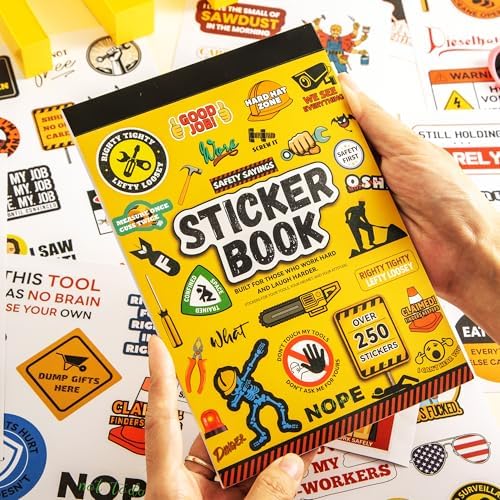 250+ Hard Hat Stickers for Adults - Funny Sticker Book for Water Bottle, Helmet, Cars, Tool Box, Truck, Motorcycle, Cooler, Laptop - Blue Collar Cool Fun Hardhat Stickers Gifts for Men, Waterproof - Image 2