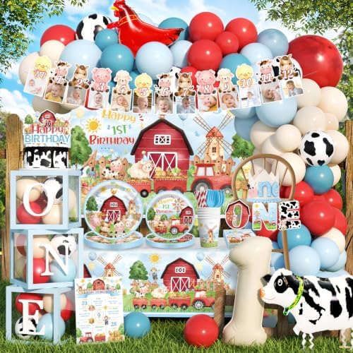 Farm First Birthday Decorations for Boy,Serves 25 Guests by Unknown
