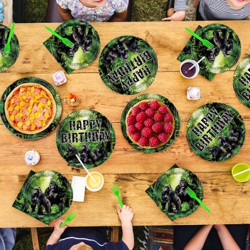 96Pcs Gorilla Birthday Party Decorations for Boys Baby Shower, Serves 24 - Image 7