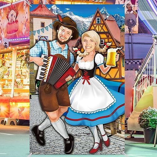 Tudomro 6 x 4 ft Oktoberfest Couple Photo Door Banner Party Decorations - Image 4