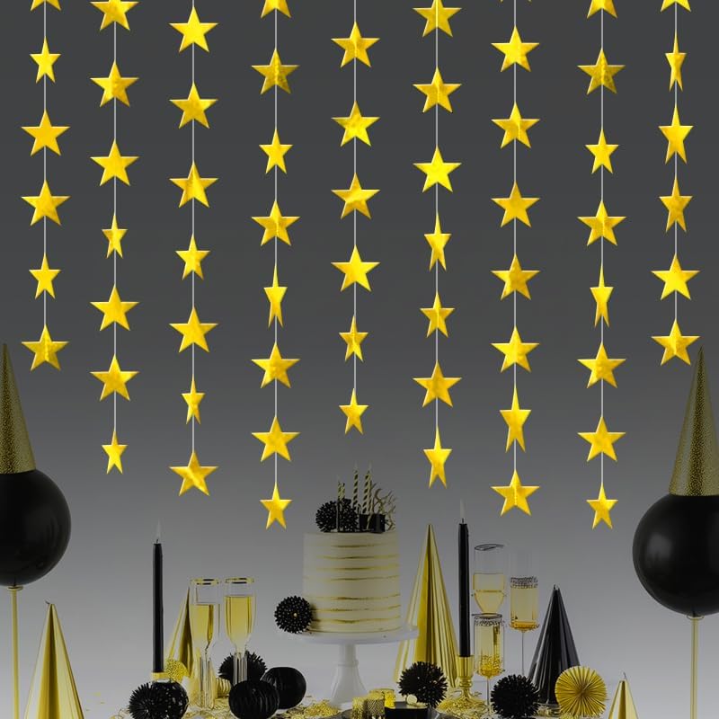 Gold Shining Star Hanging Garland Gold Hanging Sparkling Star Streamer Glitter Bunting Banner Twinkle Backdrop for Wedding Baby Shower Birthday Christmas Decorations 40 Feet by Eeatour