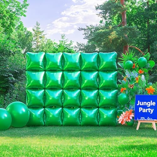 NISOCY 48PCS Metallic Green Square Foil Balloons Wall Backdrop - Image 5