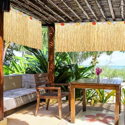 Fovths Luau Grass Table Skirt, Straw Yellow, 9 Feet x 29.5 Inch - Image 6