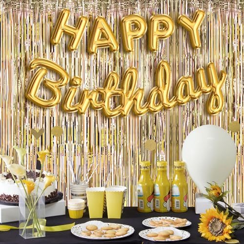 10 Pack Champagne Gold Foil Curtain Backdrop 3.2ft x 9.8ft Metallic Tinsel Foil Fringe Curtains Streamer Photo Booth Backdrop for Birthday Party Engagement Bachelorette Party Decorations - Image 6