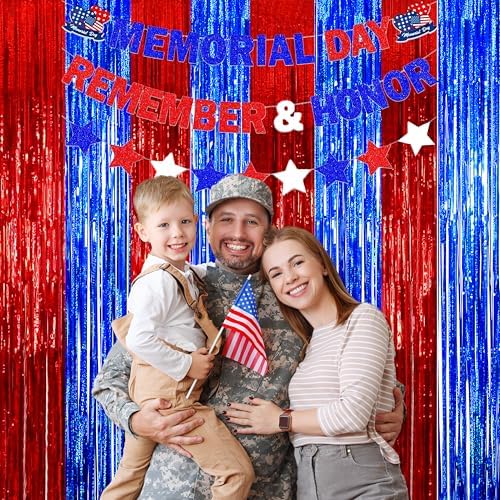 Melsan Blue Foil Curtain Backdrop for Birthday Decorations, 2 Pack - Image 3