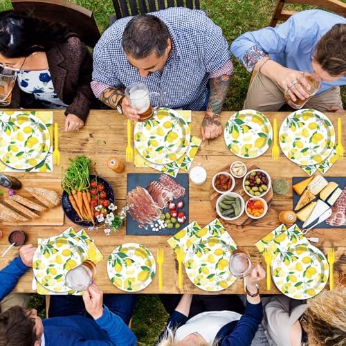 50 Guests Lemon Party Decorations Plates and Napkins Yellow Lemons Summer Party Supplies for Birthday Baby Shower Lemon Theme Disposable Plates Tableware Set 200 PCS - Image 6