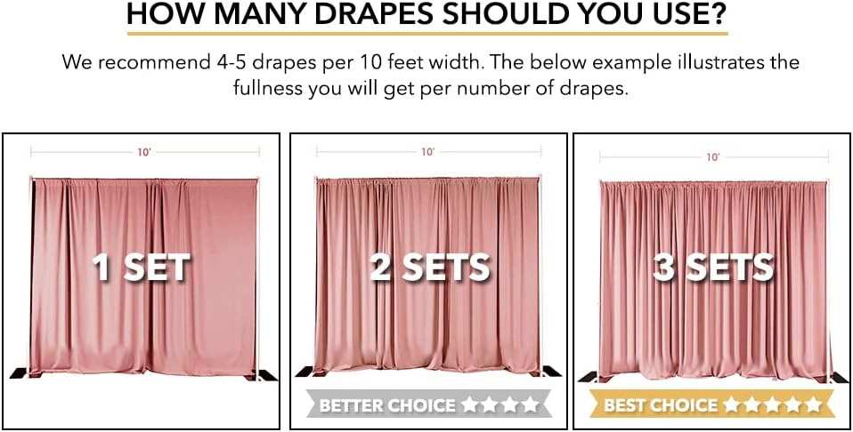 AK TRADING CO. 10 feet x 10 feet Beige Polyester Backdrop Drapes Curtains Panels with Rod Pockets - Wedding Ceremony Party Home Window Decorations - Image 3