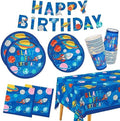 Outer Space Party Supplies - Solar System Planet-Themed Disposable Paper Plates, Napkins, Cups, Tablecloth, and Banner: Ideal Galaxy Space Birthday Decorations for Party of 25 by Gatherfun
