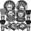 450 Pcs Death to My 20s Tableware Set, Serve 50, Black and White by Unknown