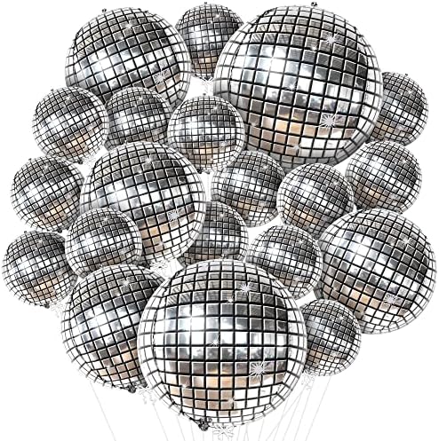 KatchOn, Silver Disco Ball Balloons - 32 Inch, Pack of 20 by KatchOn