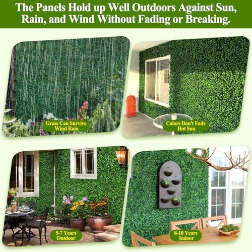 25Pcs Artificial Grass Wall Panels 10" X 10" Greenery Backdrop UV-Protected - Image 7