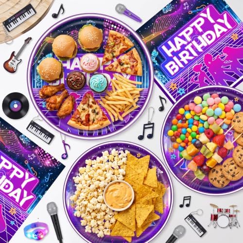 139 Pcs Kpop Music Dance Party Supplies for 20 Guests, KPop Disco Dance Music Themed Party Decorations Set Includes Banner, Plates, Napkins, Cups, Tablecloth and Disposable Cutlery - Image 6
