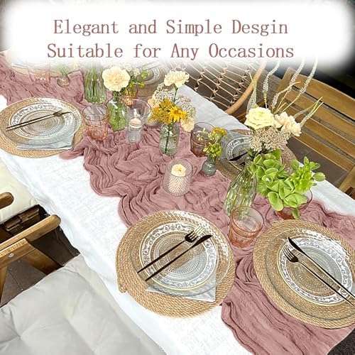 16 Pack Dusty Pink Cheesecloth Table Runner 20 x 120 inch Gauze Table Runners 10 FT Long,Semi Sheer Cheese Cloth Fabric Table Runner Bulk for Wedding,Party,Baby Shower,Bridal Shower Decoration - Image 5