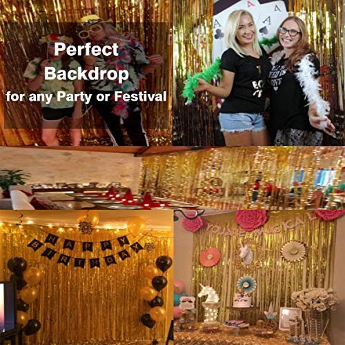 GOER 3.2 ft x 9.8 ft Metallic Tinsel Foil Fringe Curtains Party Photo Backdrop Party Streamers for Birthday,Graduation,New Year Eve Decorations Wedding Decor (Gold,5 pcs) - Image 6