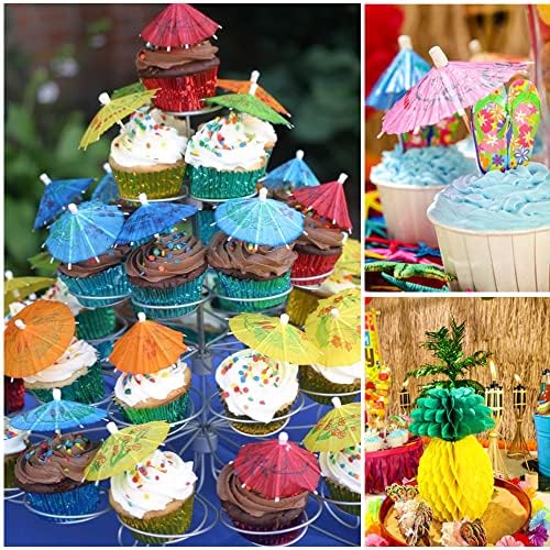 Tropical Luau Party Decorations Set Hawaiian Beach Theme Party Favors Luau Party Supplies with 9ft Luau Grass Table Skirt, Palm Leaves, Hibiscus Flowers, 3D Fruit Straws, Flamingo and Pineapple Décors - Image 5