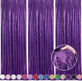 Purple Backdrop Curtins Sequin Fabric 3 Panels Background Drapes 2FT x 8FT by QueenDream