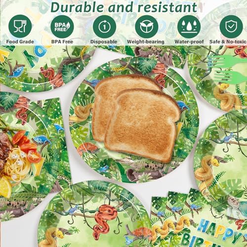 96PCS Reptile Plates and Napkins Snake Jungle Party Decor for 24 Guests - Image 3