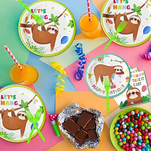 96PCS Sloth Plates and Napkins Sloth Animal Party Decor for 24 Guests - Image 5