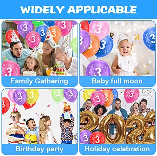 Ainiv 3rd Birthday Balloons 18PCS, 12inch Numbers Printed Latex Balloons - Image 4