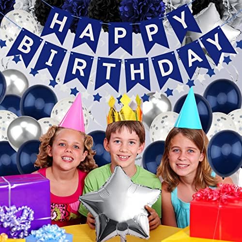 Men's Birthday Decorations - Navy Blue & Black Party Decor with Banner for 30th, 40th, 50th, 60th, 70th Birthdays & Anniversaries - Image 6