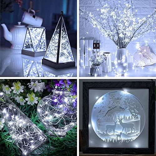 12 Pack Fairy Lights Battery Operated 7ft 20 LED Mini String Twinkle Silver Wire Firefly Starry for Mason Jars Wedding Party Christmas Centerpiece Table Decorations, Cool White - Image 4