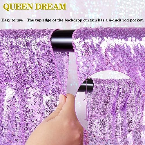 Sequin Backdrop Curtain Drapes 6 Packs 2x8FT Light Purple Photo Backdrop - Image 4