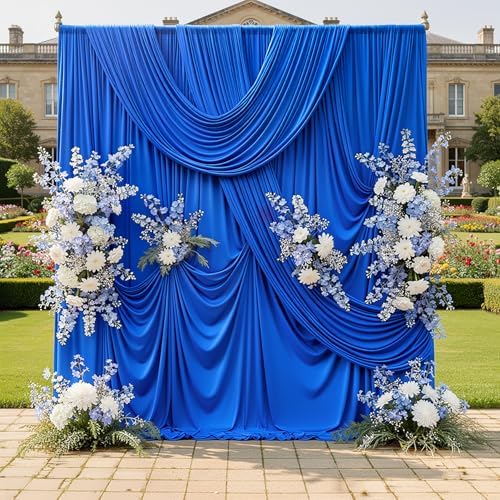 40ftx10ft Wrinkle Free Royal Blue Backdrop Curtains for Parties, Silky Polyester 8 Panels Photo Backdrop Drapes Back Drop Cloth for Wedding Birthday Photography Background by CO-AVE