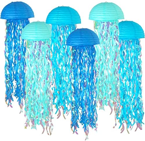 6-Pack Jellyfish Paper Lanterns, Under the Sea Party Decorations by ADLKGG