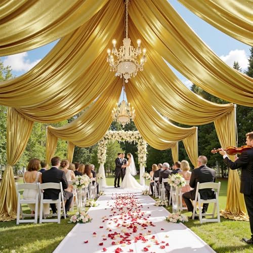 10 Panels 5ft(W) x 20ft(L) Gold Backdrop Curtain for Wedding Parties - Image 3