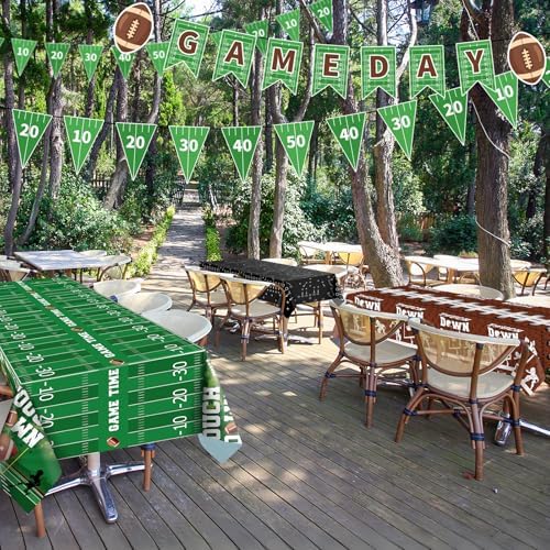 NatNarr 3 Pack Plastic Football Tablecloths, Superbowl Party Decorations - Image 6