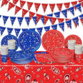 Tegeme 123 Pcs Western Cowboy Party Tableware Set for 30 Guests, Red, Blue by Tegeme