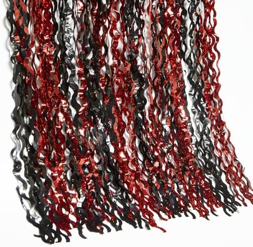 4 Pack Sparkle Red and Black Fringe Curtain - 3.3x6.6 Feet Tinsel Streamer for Birthday Decorations | Halloween Decorations | Casino Theme Party Decorations | Red Carpet - Image 4