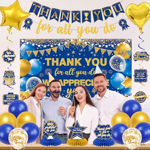 Vlipoeasn Blue Gold We Appreciate You Banner Decorations - Image 6