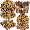 140PCS Leopard Print Party Decorations,Jungle Animal theme Decorations Include Tableware, Plate, Cup, Napkin, Cutlery, Animal Cheetah Print Birthday Party Supplies Serve 20 by Kilyparty