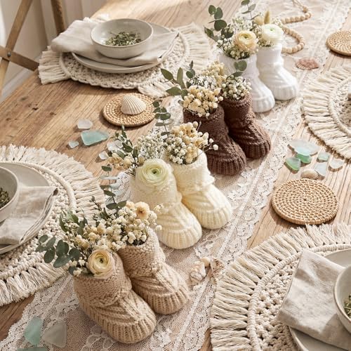 Tranqun 4 Sets Baby Booties Centerpiece No Floral DIY,Classic,Brown by Tranqun
